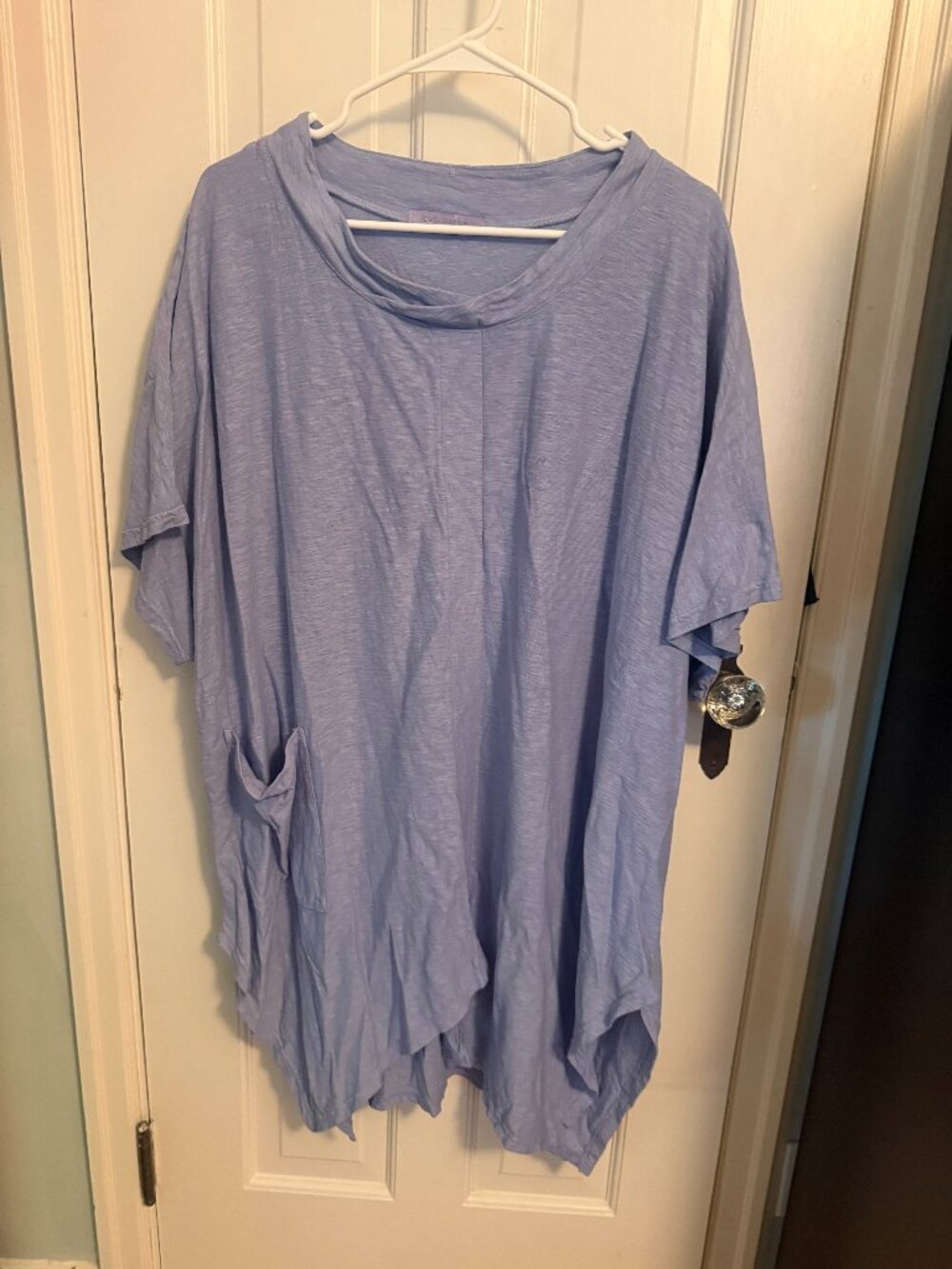 Cut Loose Pullover One Size | Periwinkle Blue Double Cloth Cotton Tunic Pocket